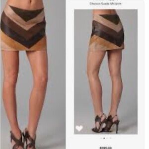 Haute Hippie Chevron Mini Skirt - Brown and Tan